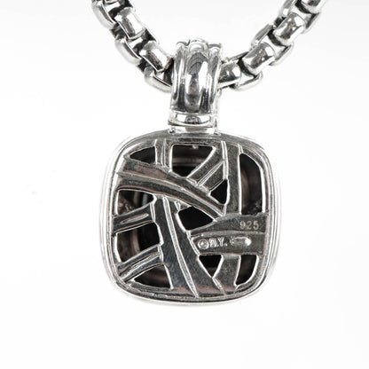 David Yurman Sterling Silver Black Onyx Diamond 10mm Petite Albion Necklace 5 of 5