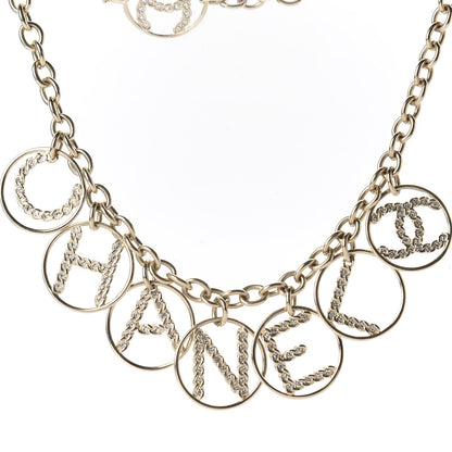 Chanel Metal Strass Crystal Logo Necklace Gold 5 of 11
