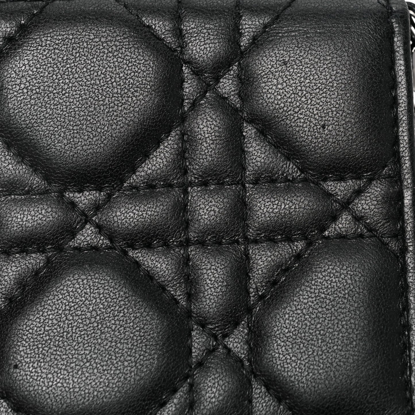 Lambskin Cannage Small Lady Dior Flap Card Holder Black