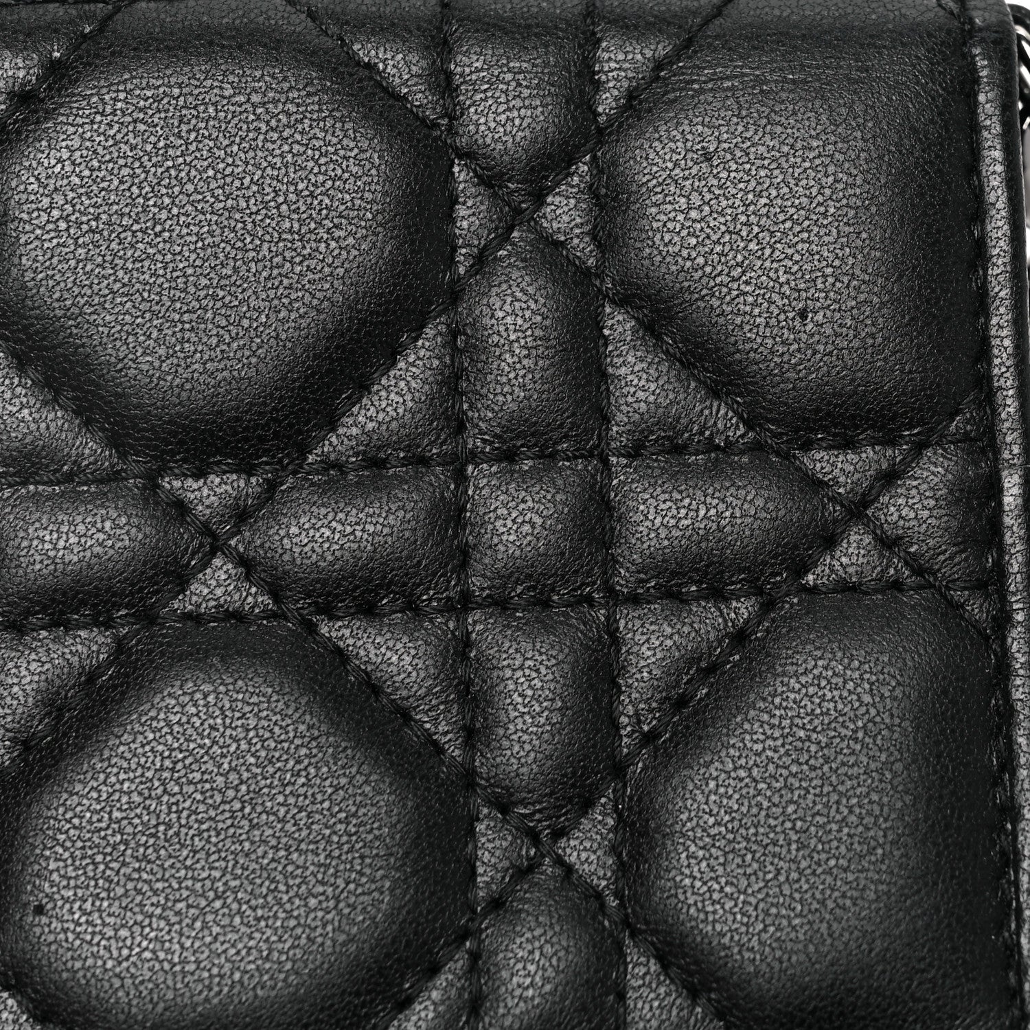 Christian Dior Lambskin Cannage Small Lady Dior Flap Card Holder Black 8 of 9