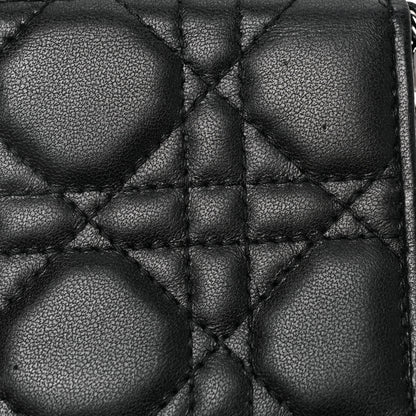 Christian Dior Lambskin Cannage Small Lady Dior Flap Card Holder Black 8 of 9