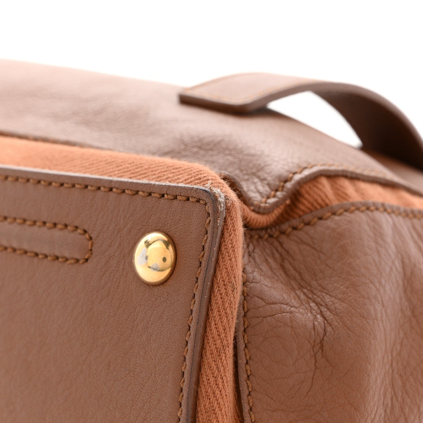 Calfskin Canvas Medium Muse Two Brown