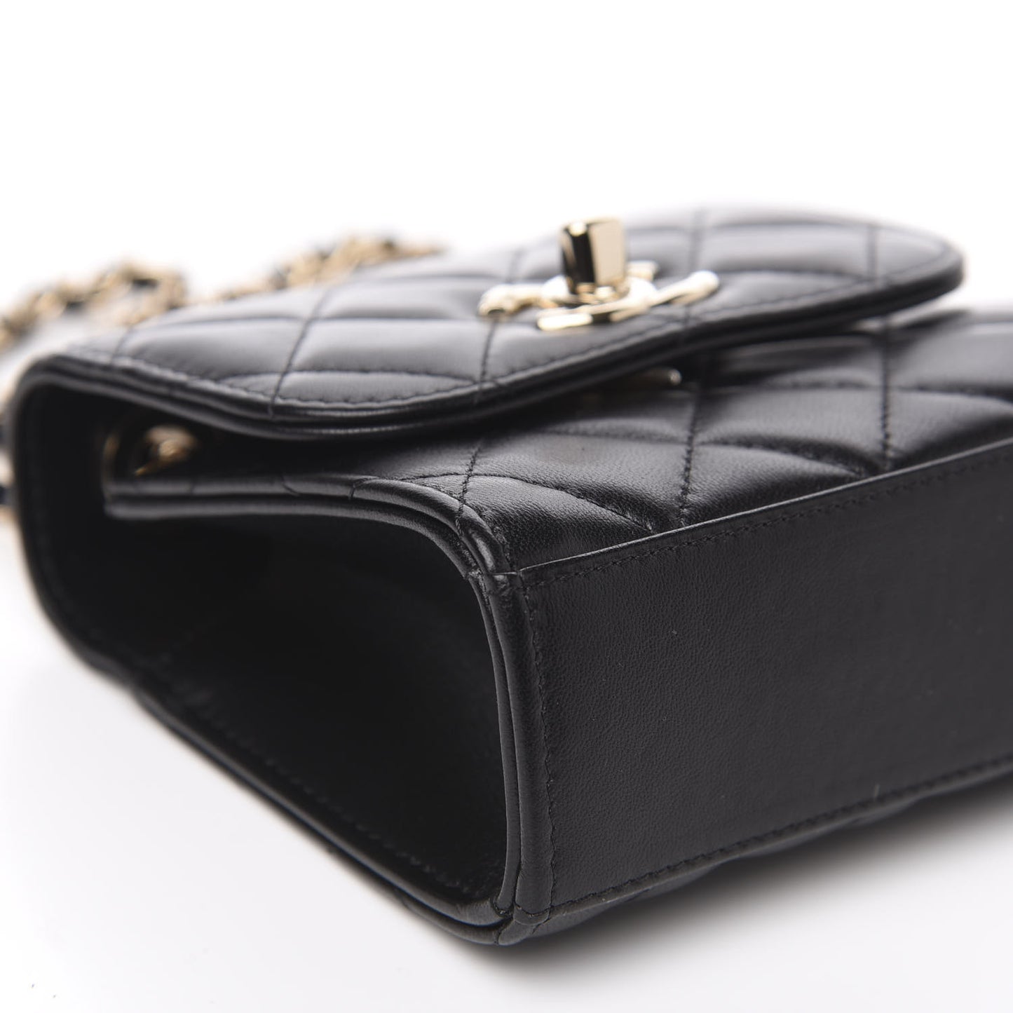 Lambskin Quilted Mini Trendy CC Chain Wallet Black