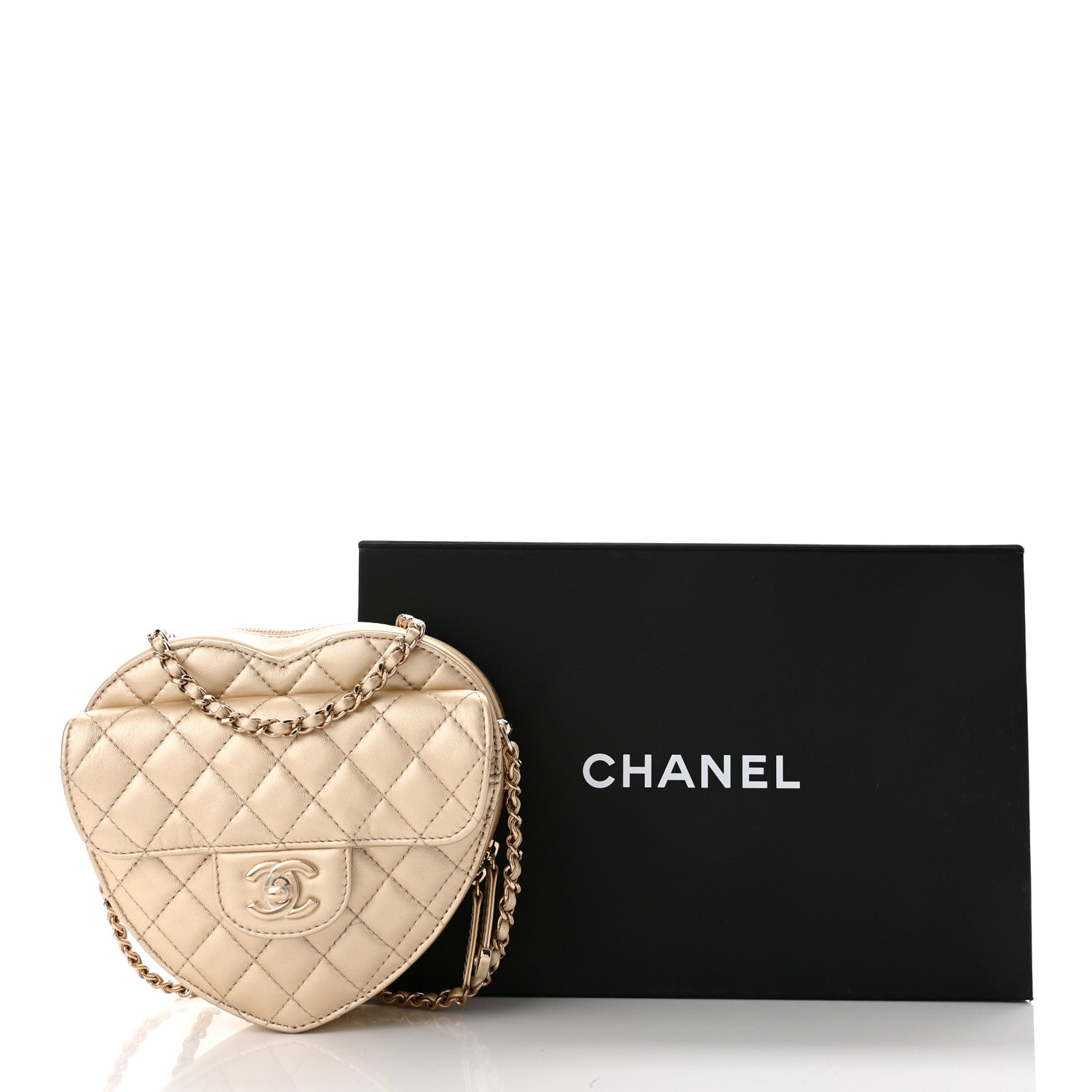 Chanel Metallic Lambskin Quilted CC In Love Heart Bag Gold 11 of 11