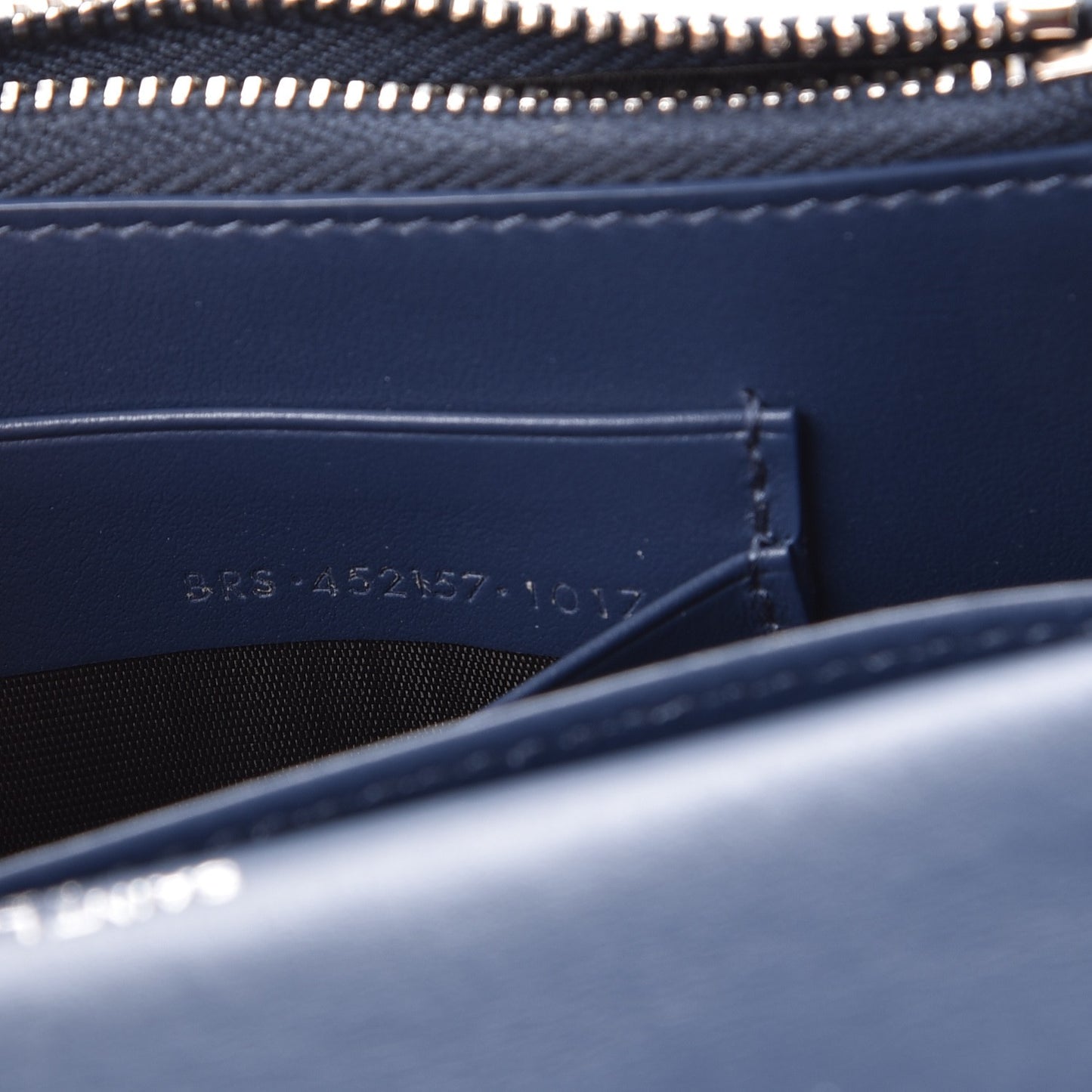 Calfskin Crocodile Embossed Monogram Sunset Chain Wallet Denim