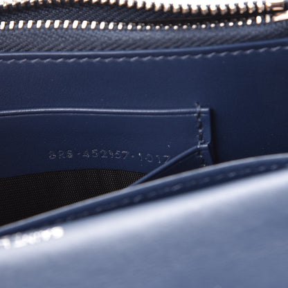 Saint Laurent Calfskin Crocodile Embossed Monogram Sunset Chain Wallet Denim 8 of 8