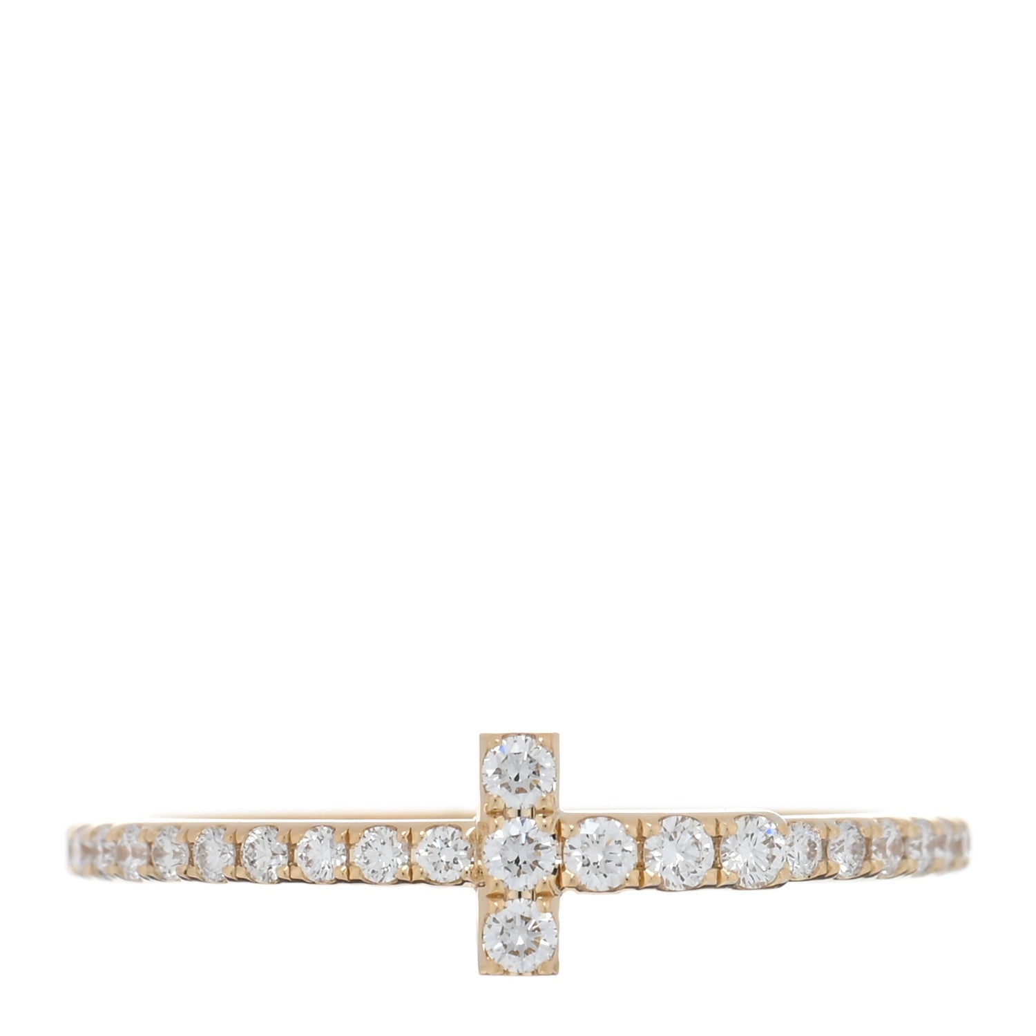 Tiffany 18K Yellow Gold Diamond T Wire Pave Ring 47 4 1 of 4