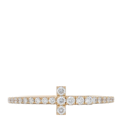 Tiffany 18K Yellow Gold Diamond T Wire Pave Ring 47 4 1 of 4