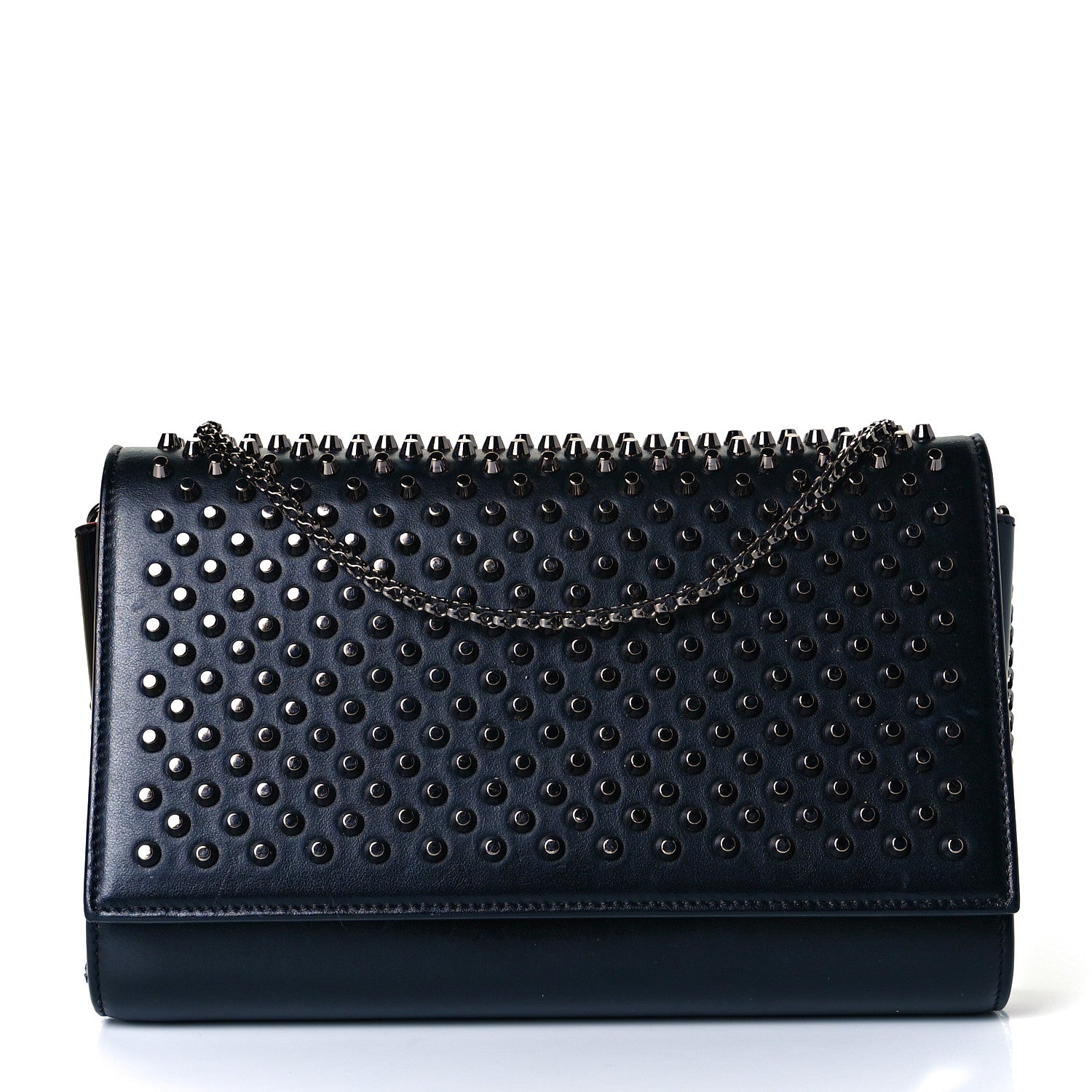 Christian Louboutin Calfskin Spikes Paloma Clutch Black 1 of 8