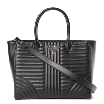 Prada Soft Calfskin Impunture Diagramme Tote Black 1 of 13