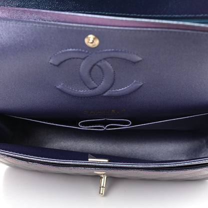 Chanel Iridescent Caviar Quilted Medium Double Flap Dark Blue 5 of 11