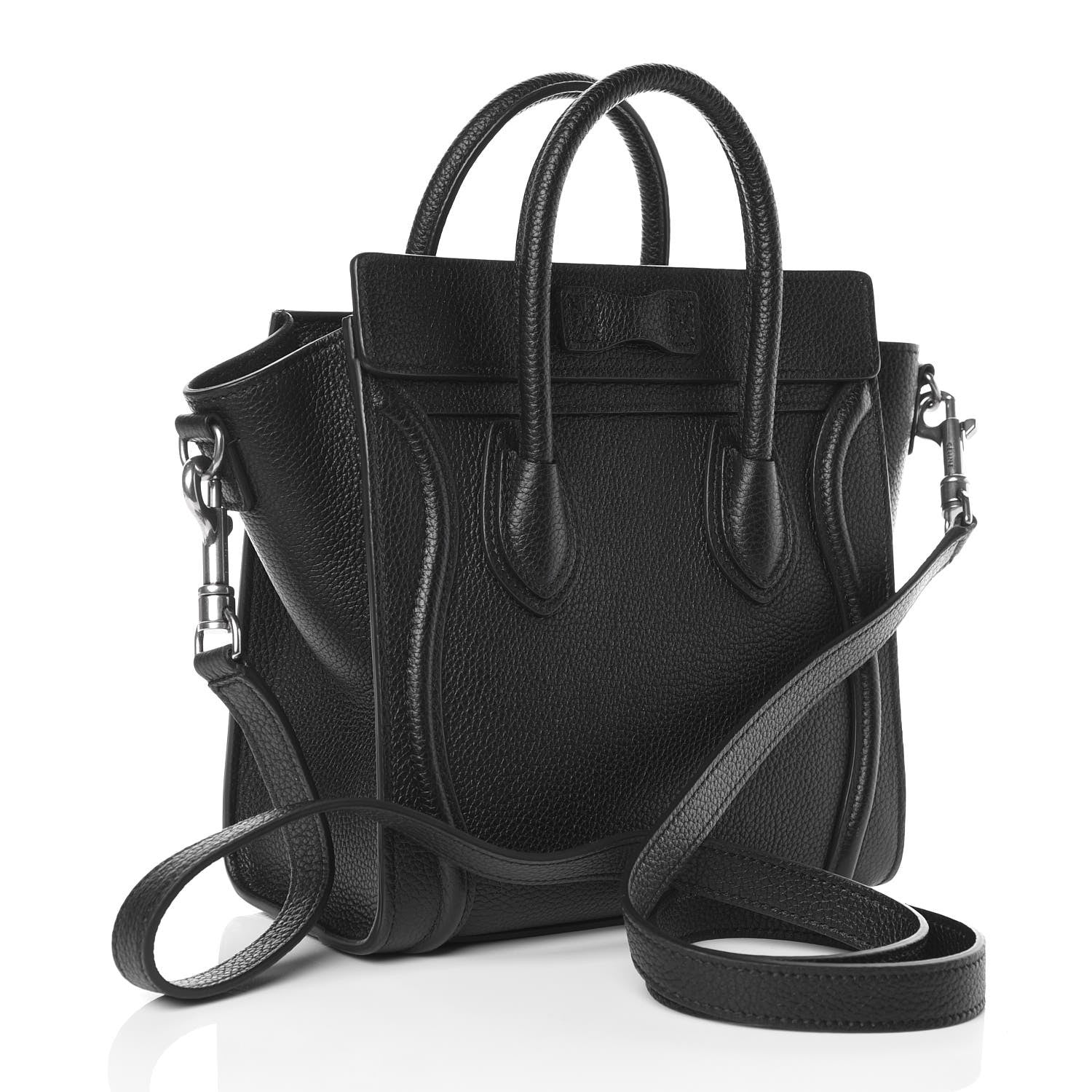 Celine Drummed Calfskin Nano Luggage Black 4 of 10