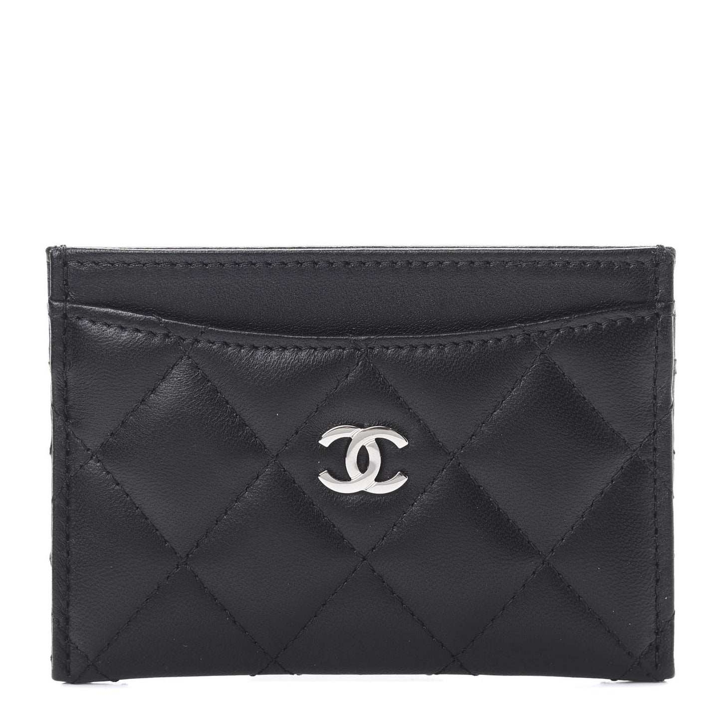 Lambskin Quilted Card Holder Black