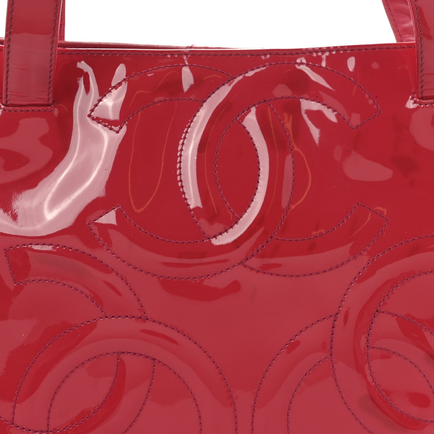 Chanel Patent CC Mini Tote Red 8 of 12