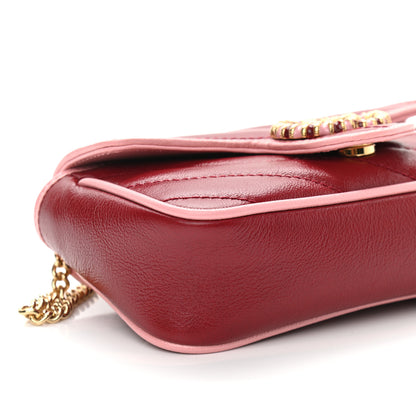 Gucci Azalea Calfskin Enamel Matelasse Diagonal Super Mini Torchon GG Marmont Shoulder Bag New Cherry Red Wild Rose 9 of 11