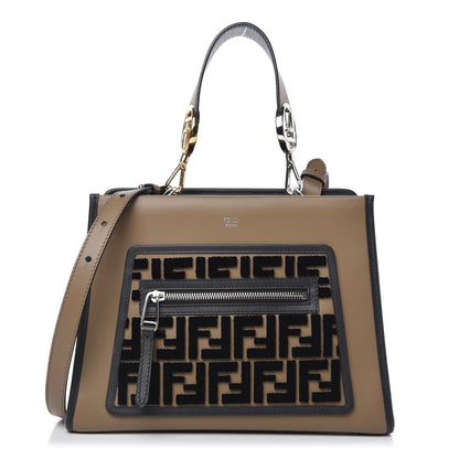 Fendi Vitello Century Velvet F is Fendi FF Embroidered Small Runaway Satchel Maya Black 1 of 10