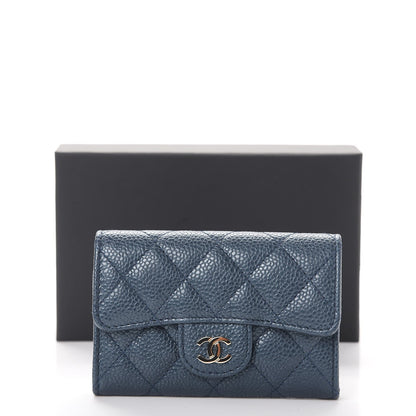 Chanel Caviar Quilted Card Holder Wallet Dark Blue 9 of 9