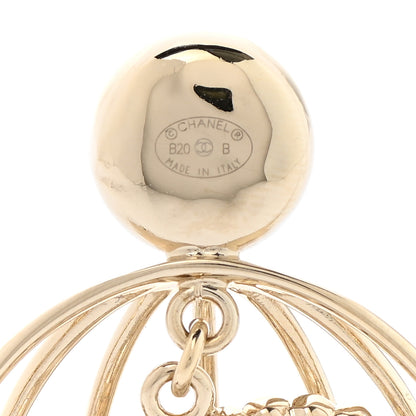 Chanel Pearl Crystal Birdcage Pin Brooch Light Gold 4 of 5
