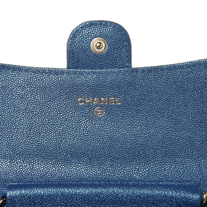 Chanel Iridescent Caviar Quilted Classic Clutch With Chain Dark Blue 6 of 9