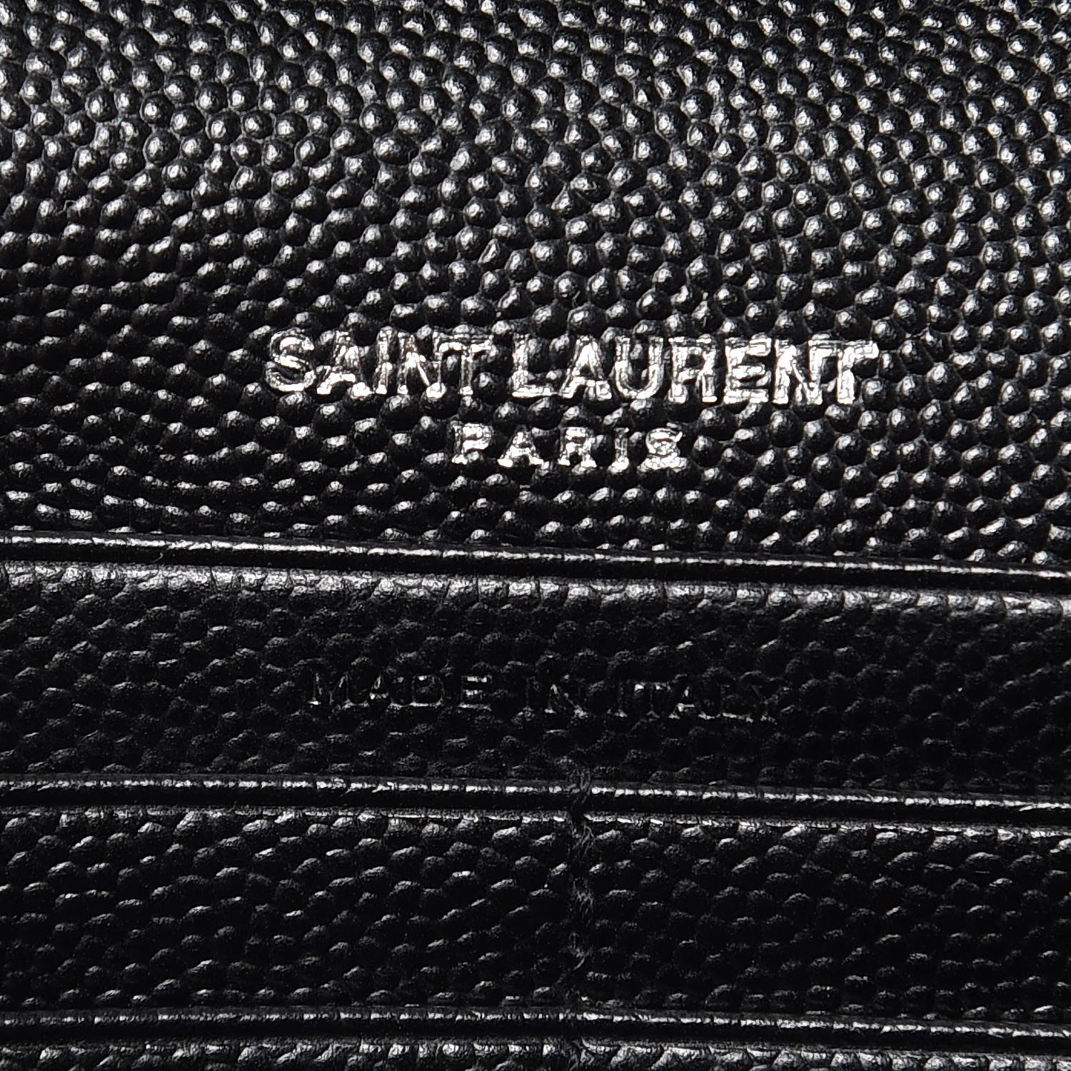 Saint Laurent Grain De Poudre Matelasse Chevron Monogram Chain Wallet Black 6 of 8