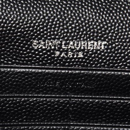 Saint Laurent Grain De Poudre Matelasse Chevron Monogram Chain Wallet Black 6 of 8