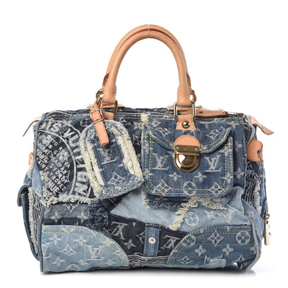 Louis Vuitton Denim Patchwork Speedy 30 Blue 1 of 7