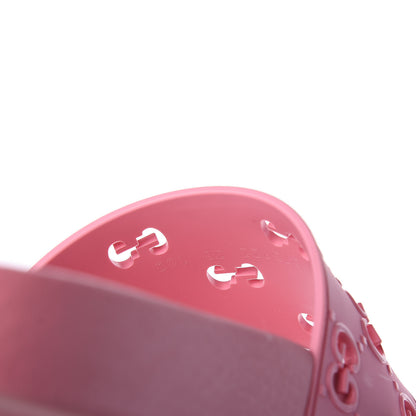 Gucci Rubber GG Monogram Perforated Womens Slide Sandals 38 Rose Box 8 of 10