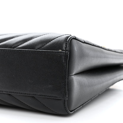 Saint Laurent Grain de Poudre Matelasse Chevron Medium Tribeca Shopping Bag Black 11 of 13
