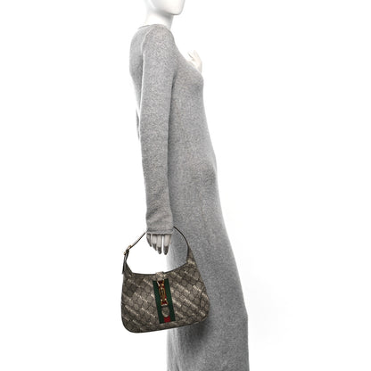 Gucci X BALENCIAGA GG Supreme Monogram Striped Logo Print Web Small Jackie 1961 Hobo Beige Ebony Mystic White 2 of 10