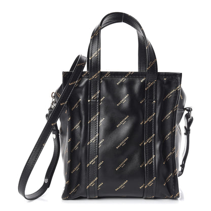 Balenciaga Calfskin Allover Logo XS Bazar Shopper Tote Black Gold 1 of 12