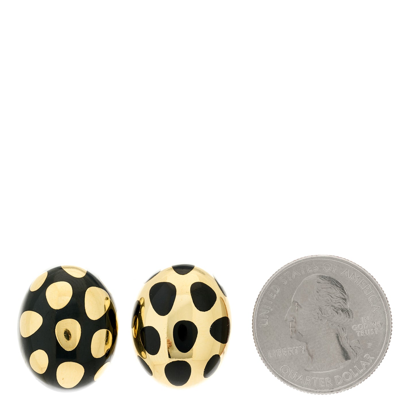 18K Yellow Gold Black Jade Positive Negative Earrings