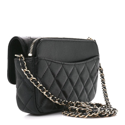 Chanel Caviar Quilted Flap Phone Holder With Chain Black 3 of 15