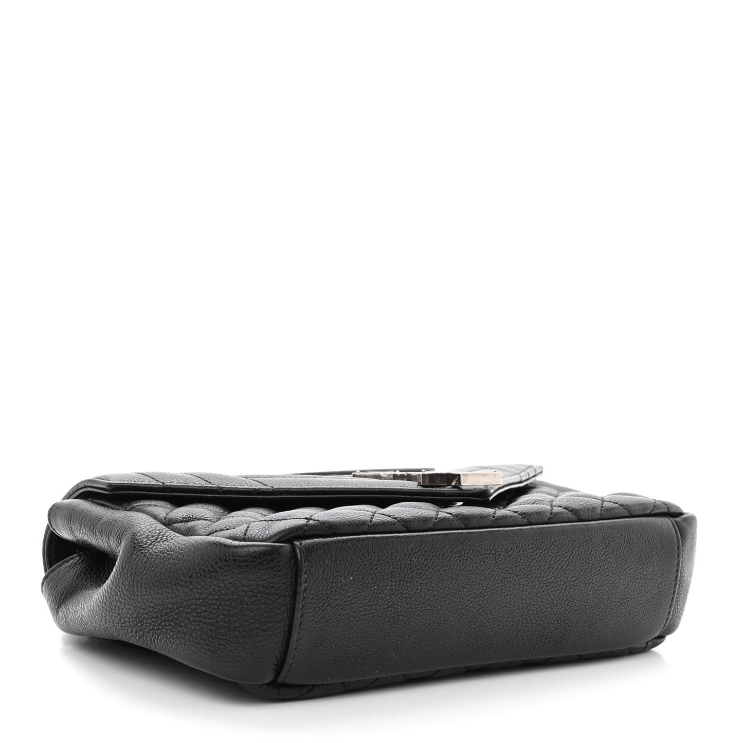 Sheepskin Tri-Quilt Monogram Medium College Bag Black