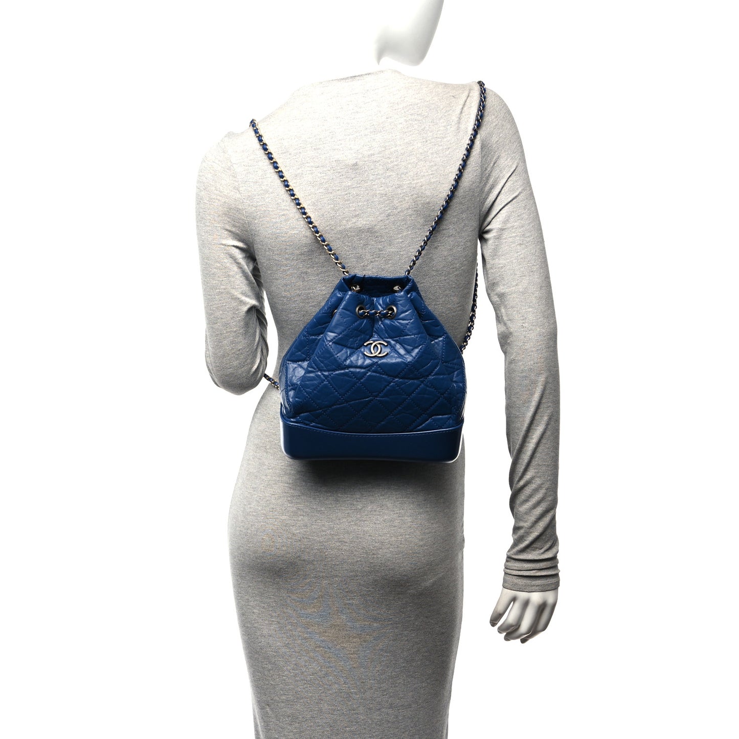 Aged Calfskin Quilted Small Gabrielle Backpack Navy