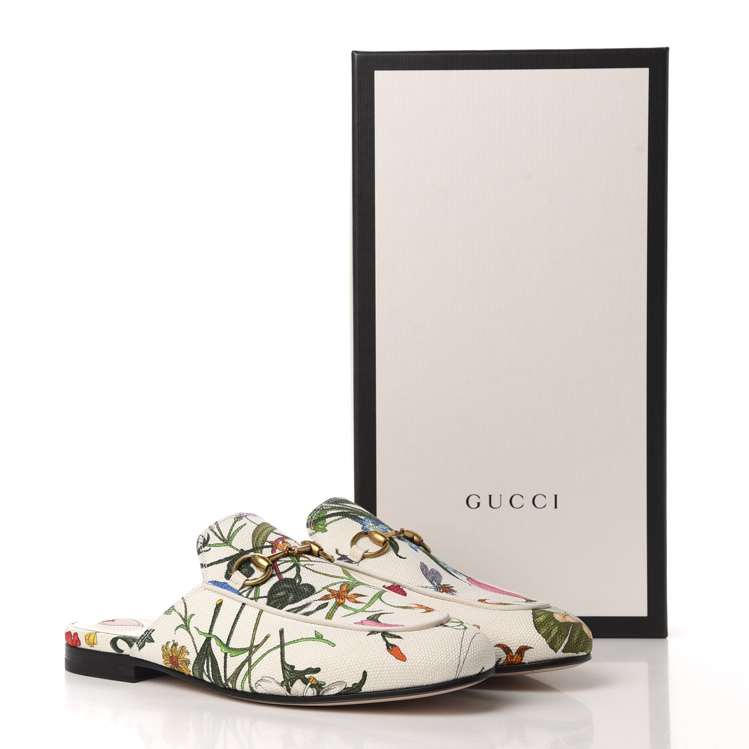 Gucci Canvas Flora Womens Princetown Slippers 36.5 White Multicolor 10 of 10