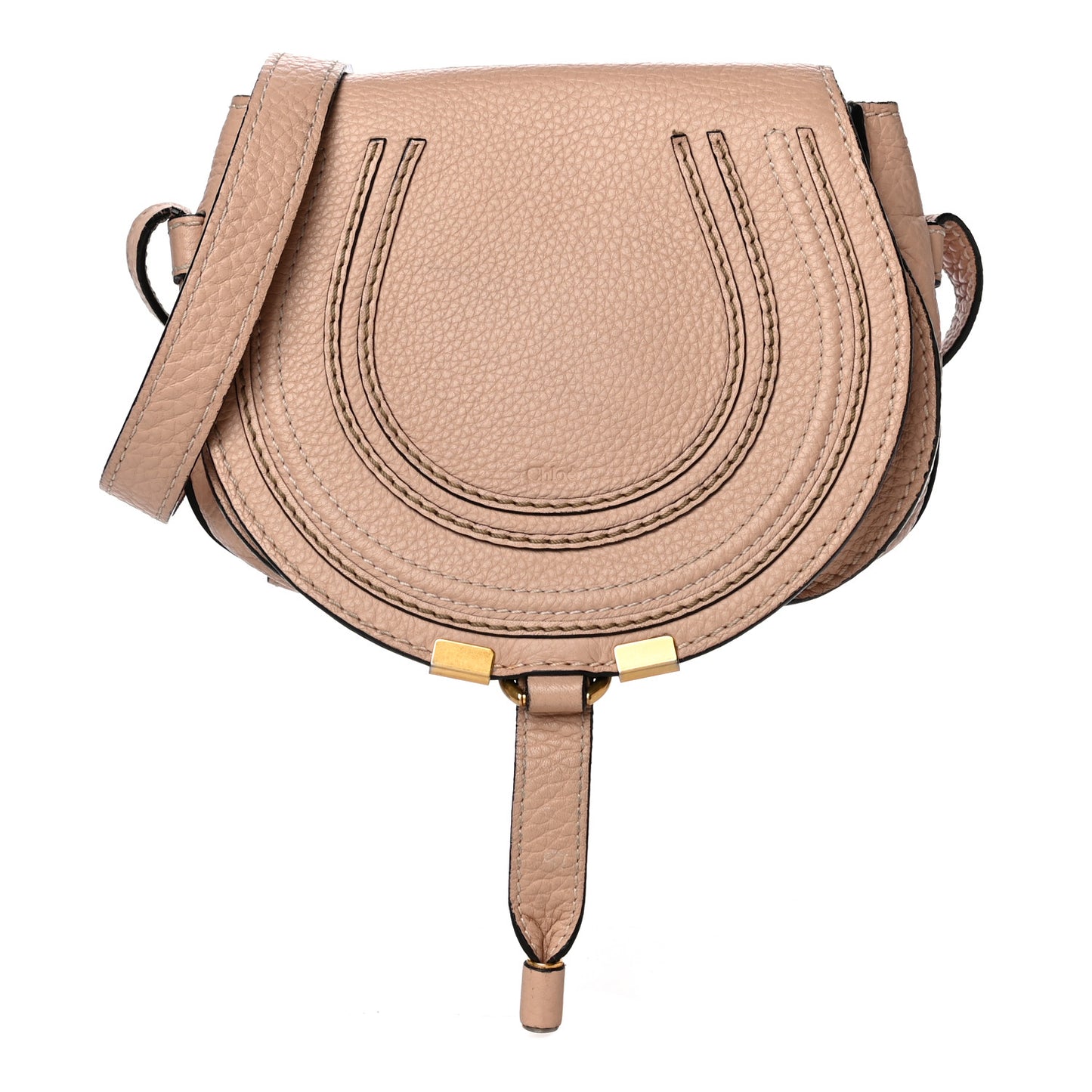 Calfskin Mini Marcie Round Crossbody Bag Blush Nude