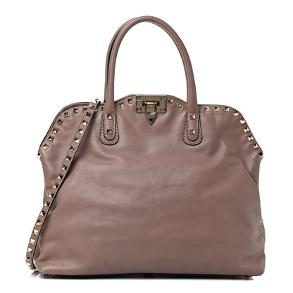 Valentino Garavani Vitello Rockstud Dome Satchel Beige 1 of 10