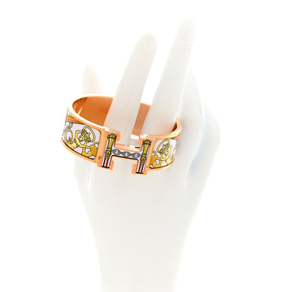 Hermes Enamel Printed Wide Musee Clic Clac H Bracelet PM Dragee 2 of 4