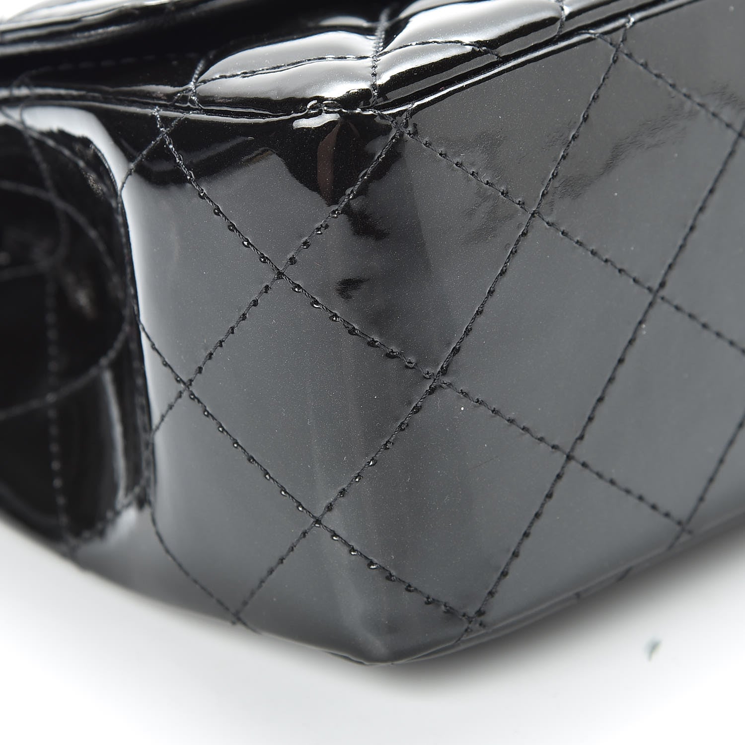 Chanel Patent Calfskin Sparkle Quilted Mini Square Flap Black 9 of 12