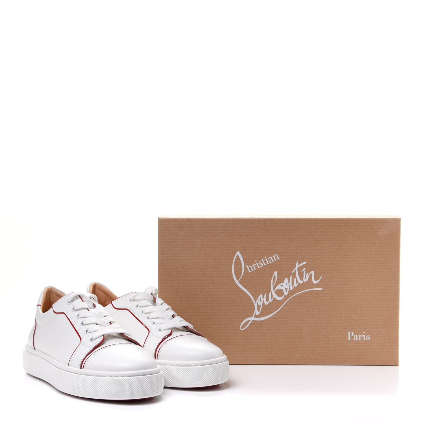 Patent Calfskin Vieira Flat Sneakers 40 White Loubi