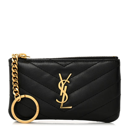 Saint Laurent Calfskin Matelasse Monogram Key Pouch Black 1 of 7