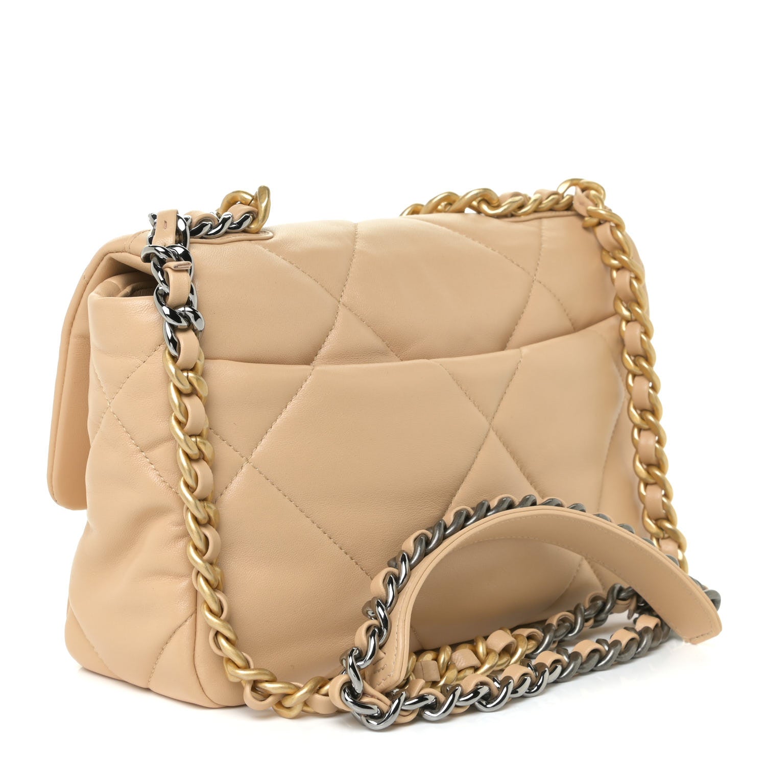Chanel Lambskin Quilted Medium Chanel 19 Flap Beige 3 of 15
