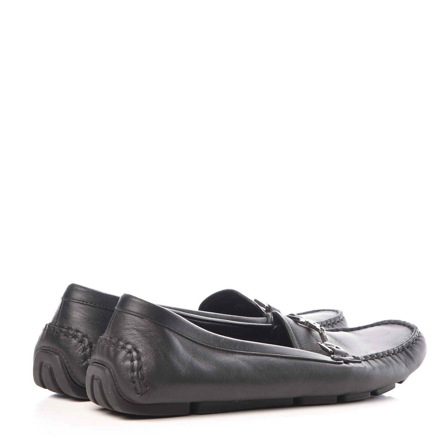 Calfskin Womens Driver Loafers 38 Black