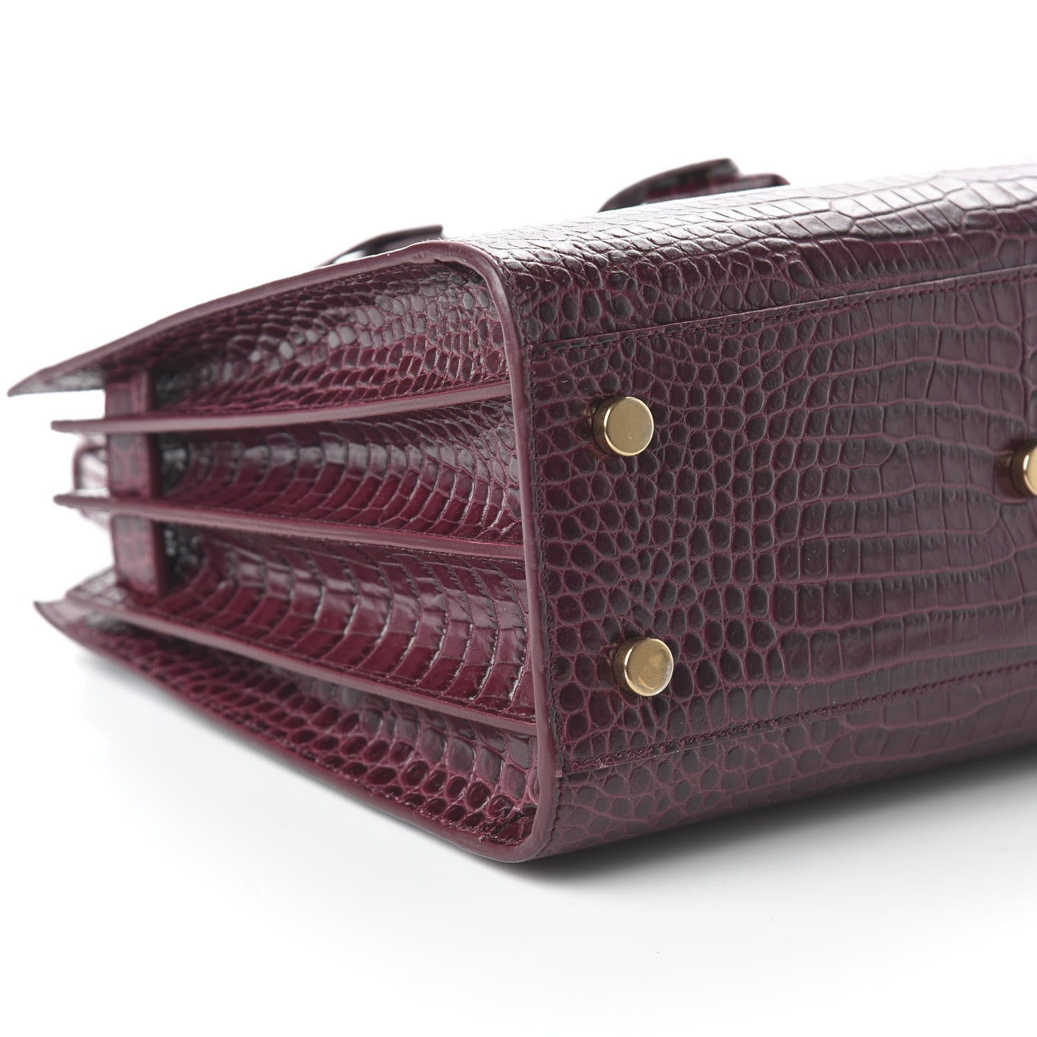 Saint Laurent Calfskin Crocodile Embossed Baby Sac De Jour Bordeaux 6 of 10