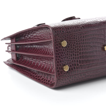 Saint Laurent Calfskin Crocodile Embossed Baby Sac De Jour Bordeaux 6 of 10
