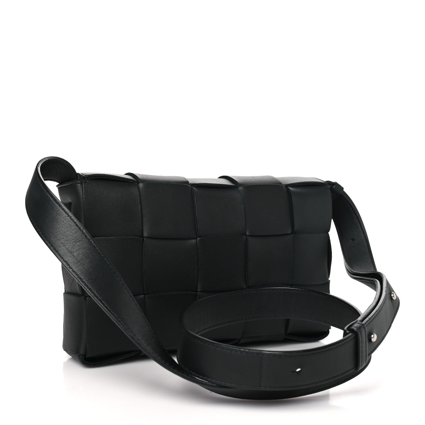 BOTTEGA VENETA Lambskin Maxi Intrecciato Cassette Crossbody Bag Black
