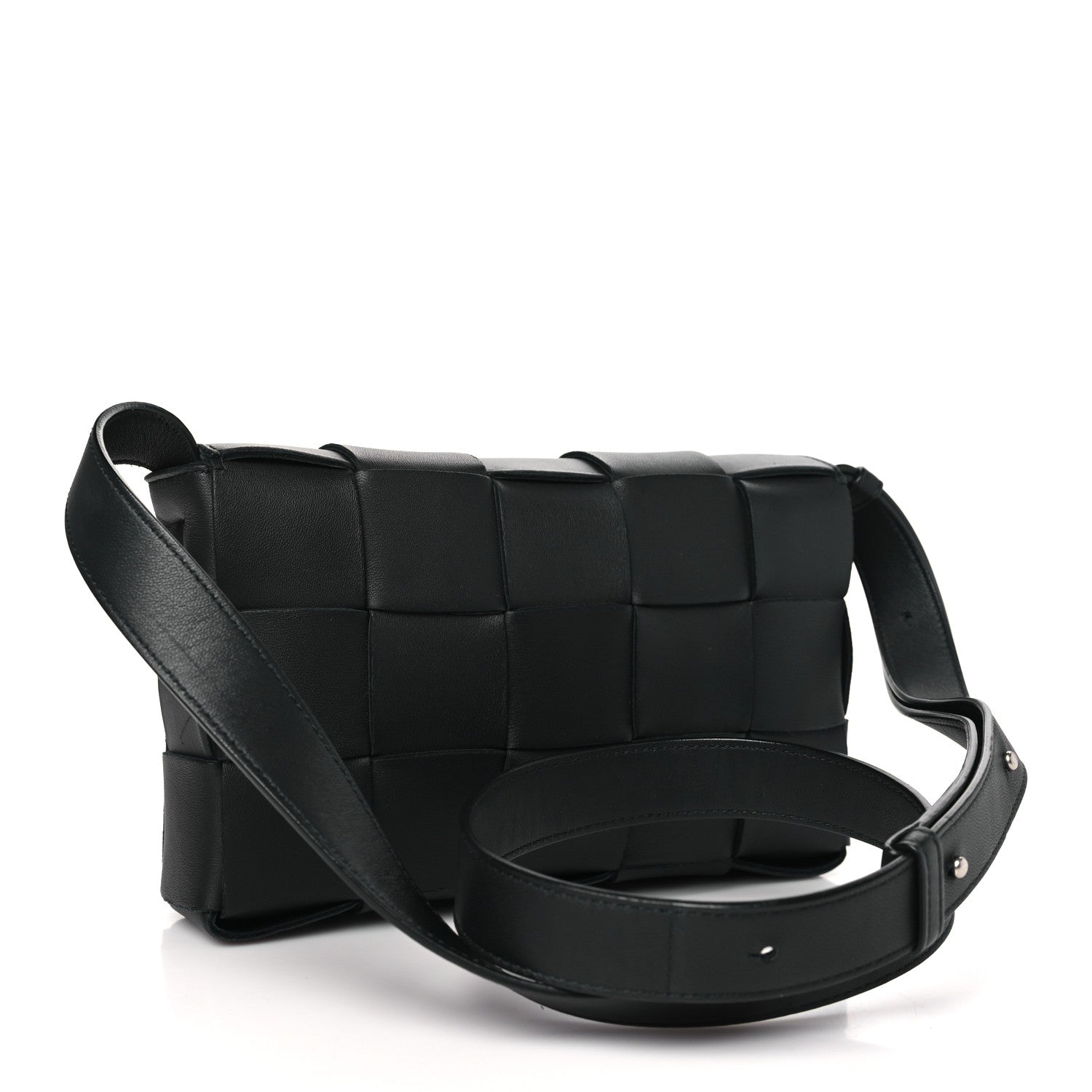 Bottega Veneta BOTTEGA VENETA Lambskin Maxi Intrecciato Cassette Crossbody Bag Black 3 of 8