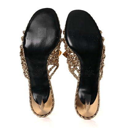 Valentino Garavani Metallic Nappa Woven Roman Stud 65mm Mule Sandals 41 Star Gold 5 of 9
