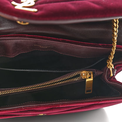 Saint Laurent Velvet Y Quilted Monogram Small Loulou Chain Satchel Burgundy 5 of 9