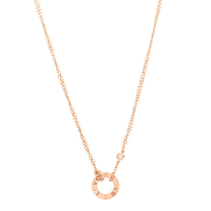 Cartier 18K Pink Gold 2 Diamond LOVE Necklace 1 of 4